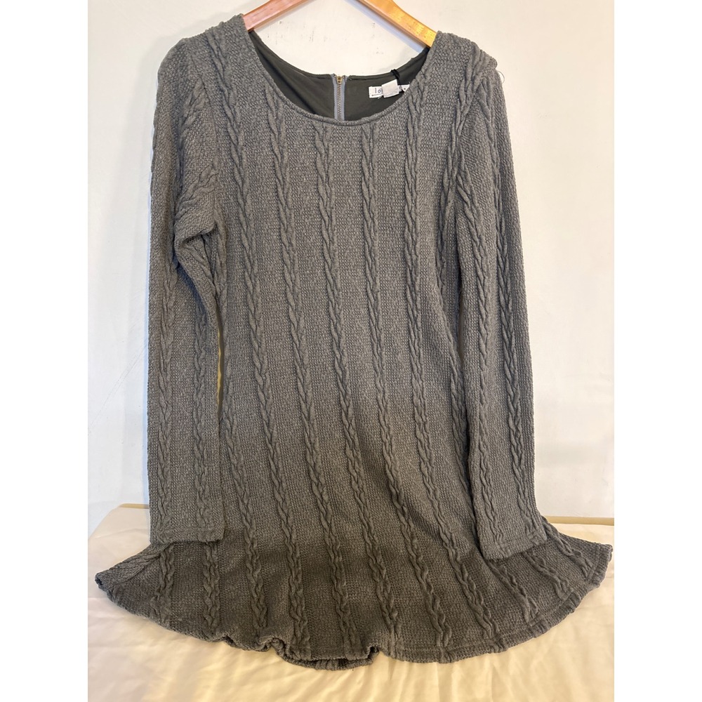 Loveriche Charcoal Grey Cable Knit Long Sleeve Mini Sweater Dress Large LD40825